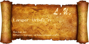 Langer Urbán névjegykártya